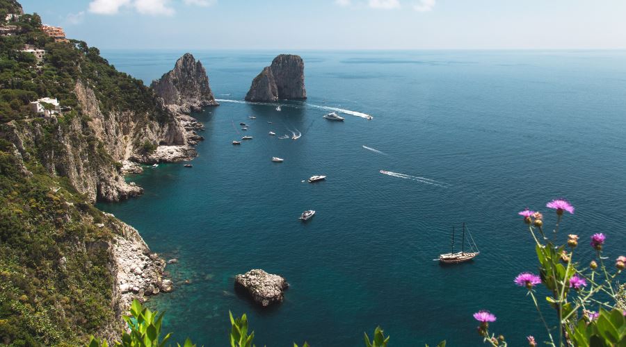 Sailing cruise across the Amalfi coast